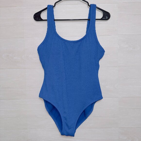 Shade & Shore Women's Size Medium 8-10 Blue Textured One Piece Swimsuit - Picture 2 of 6